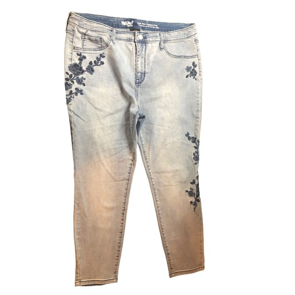 Mossimo Women’s High Rise Floral Embroidery  Cropped Jeggings Girlfriend Jeans S - Picture 7 of 8